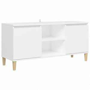 vidaXL TVキャビネット 無垢材脚付き ホワイト 103.5x35x50 cm家具 AVラック・テレビ台(代引不可)