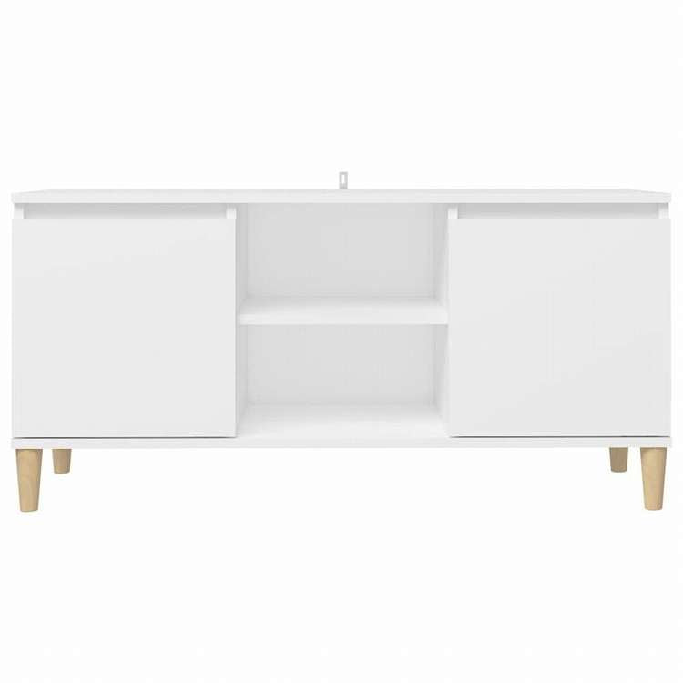 vidaXL TVキャビネット 無垢材脚付き ホワイト 103.5x35x50 cm家具 AVラック・テレビ台(代引不可)