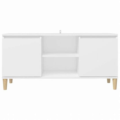 vidaXL TVキャビネット 無垢材脚付き ホワイト 103.5x35x50 cm家具 AVラック・テレビ台(代引不可)