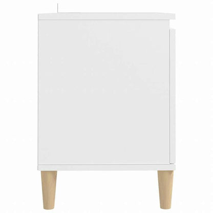 vidaXL TVキャビネット 無垢材脚付き ホワイト 103.5x35x50 cm家具 AVラック・テレビ台(代引不可)