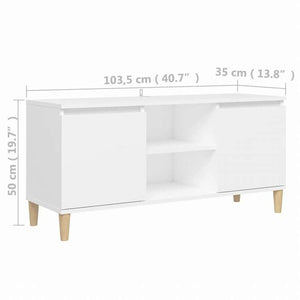 vidaXL TVキャビネット 無垢材脚付き ホワイト 103.5x35x50 cm家具 AVラック・テレビ台(代引不可)