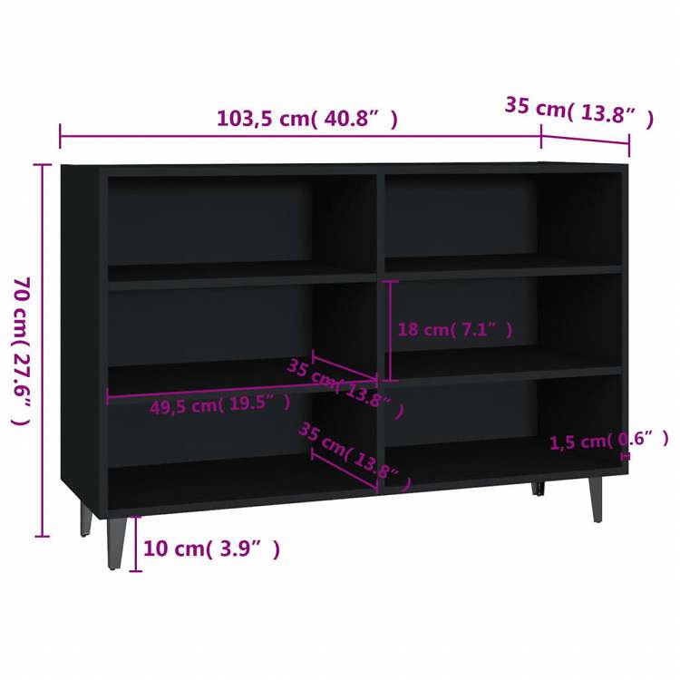 vidaXL 806041 vidaXL サイドボード ブラック 103.5x35x70cm エンジニアリングウッド家具 キャビネット&収納 サイドボード(代引不可)