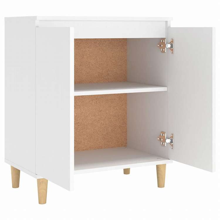 vidaXL サイドボード 無垢材脚付き ホワイト 60x35x70 cm エンジニアリングウッド家具 キャビネット&収納 サイドボード(代引不可)