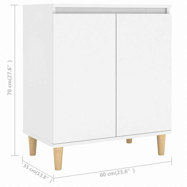vidaXL サイドボード 無垢材脚付き ホワイト 60x35x70 cm エンジニアリングウッド家具 キャビネット&収納 サイドボード(代引不可)
