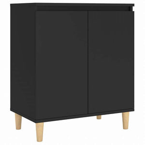 vidaXL サイドボード 無垢材脚付き ブラック 60x35x70 cm エンジニアリングウッド家具 キャビネット&収納 サイドボード(代引不可)