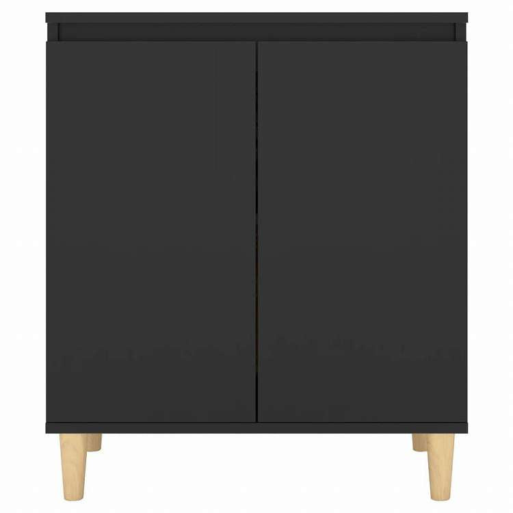 vidaXL サイドボード 無垢材脚付き ブラック 60x35x70 cm エンジニアリングウッド家具 キャビネット&収納 サイドボード(代引不可)