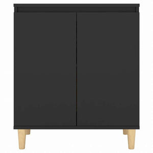 vidaXL サイドボード 無垢材脚付き ブラック 60x35x70 cm エンジニアリングウッド家具 キャビネット&収納 サイドボード(代引不可)