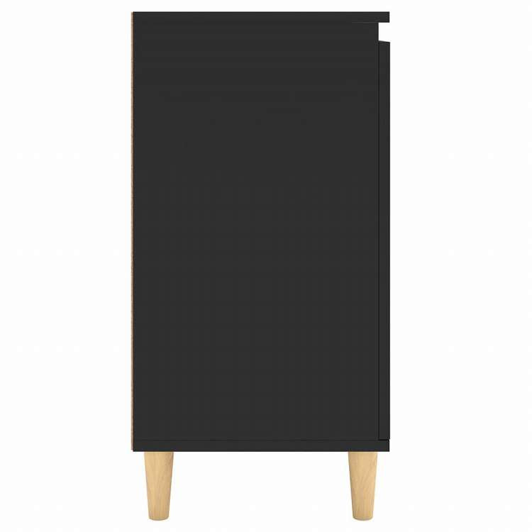 vidaXL サイドボード 無垢材脚付き ブラック 60x35x70 cm エンジニアリングウッド家具 キャビネット&収納 サイドボード(代引不可)
