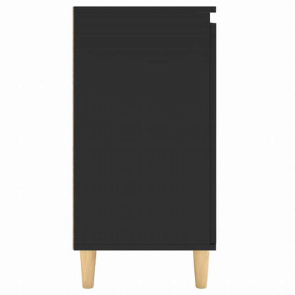vidaXL サイドボード 無垢材脚付き ブラック 60x35x70 cm エンジニアリングウッド家具 キャビネット&収納 サイドボード(代引不可)