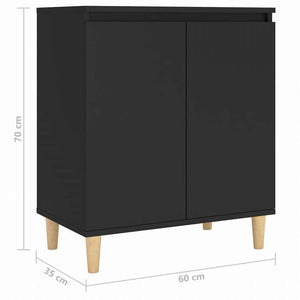 vidaXL サイドボード 無垢材脚付き ブラック 60x35x70 cm エンジニアリングウッド家具 キャビネット&収納 サイドボード(代引不可)