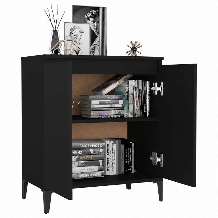 vidaXL 806077 vidaXL サイドボード ブラック 60x35x70cm エンジニアリングウッド家具 キャビネット&収納 サイドボード(代引不可)