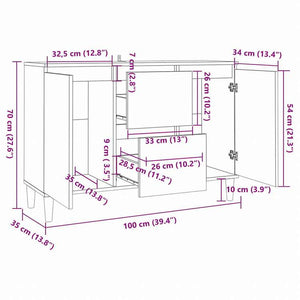 vidaXL サイドボード ホワイト 101x35x70cm エンジニアリングウッド家具 キャビネット&収納 サイドボード(代引不可)