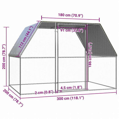 vidaXL 屋外鶏用ケージ 3x2x2 m 亜鉛メッキ鋼製動物&ペット用品 ペット用品 小動物用品 小動物 飼育・ケージ(代引不可)