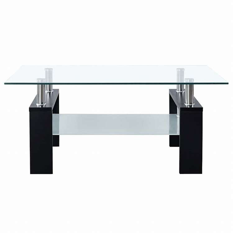vidaXL コーヒーテーブル ブラック&透明 95x55x40cm 強化ガラス製家具 テーブル アクセントテーブル コーヒーテーブル(代引不可)