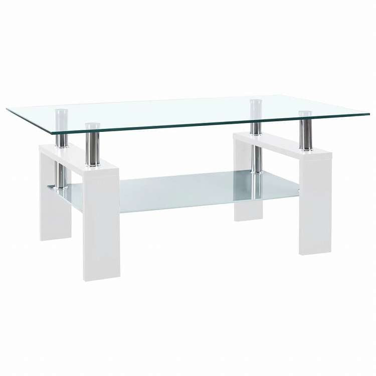 vidaXL コーヒーテーブル ホワイト&透明 95x55x40 cm 強化ガラス製家具 テーブル アクセントテーブル コーヒーテーブル(代引不可)