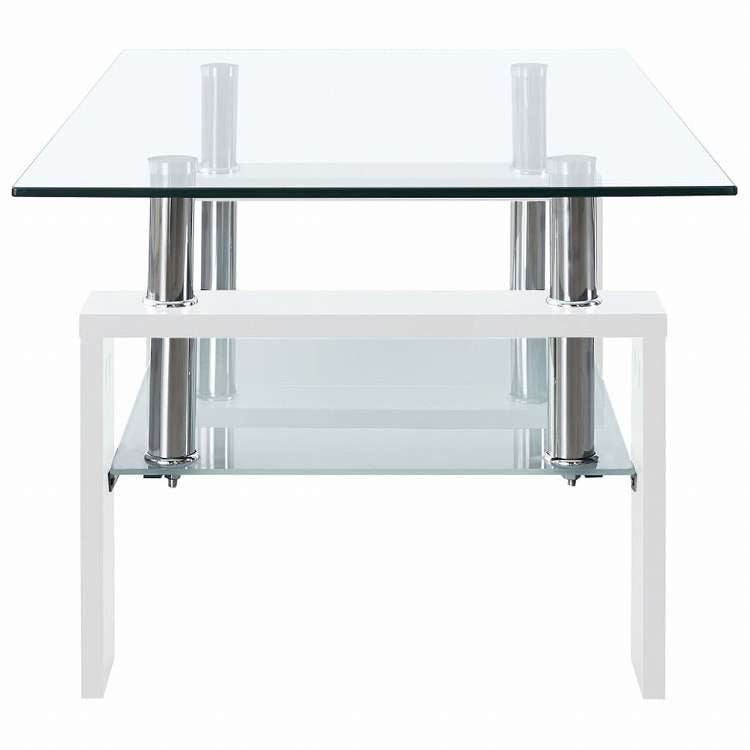vidaXL コーヒーテーブル ホワイト&透明 95x55x40 cm 強化ガラス製家具 テーブル アクセントテーブル コーヒーテーブル(代引不可)