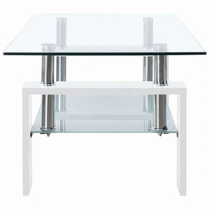vidaXL コーヒーテーブル ホワイト&透明 95x55x40 cm 強化ガラス製家具 テーブル アクセントテーブル コーヒーテーブル(代引不可)