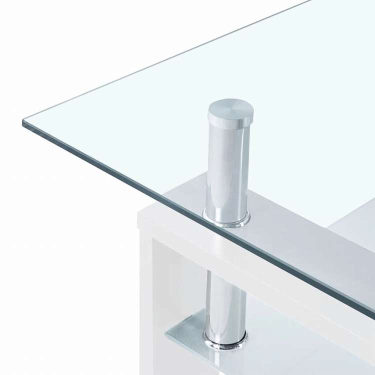 vidaXL コーヒーテーブル ホワイト&透明 95x55x40 cm 強化ガラス製家具 テーブル アクセントテーブル コーヒーテーブル(代引不可)