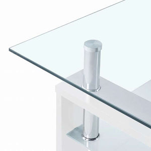 vidaXL コーヒーテーブル ホワイト&透明 95x55x40 cm 強化ガラス製家具 テーブル アクセントテーブル コーヒーテーブル(代引不可)