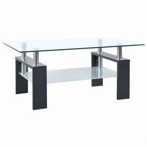 vidaXL コーヒーテーブル グレー&透明 95x55x40 cm 強化ガラス製家具 テーブル アクセントテーブル コーヒーテーブル(代引不可)