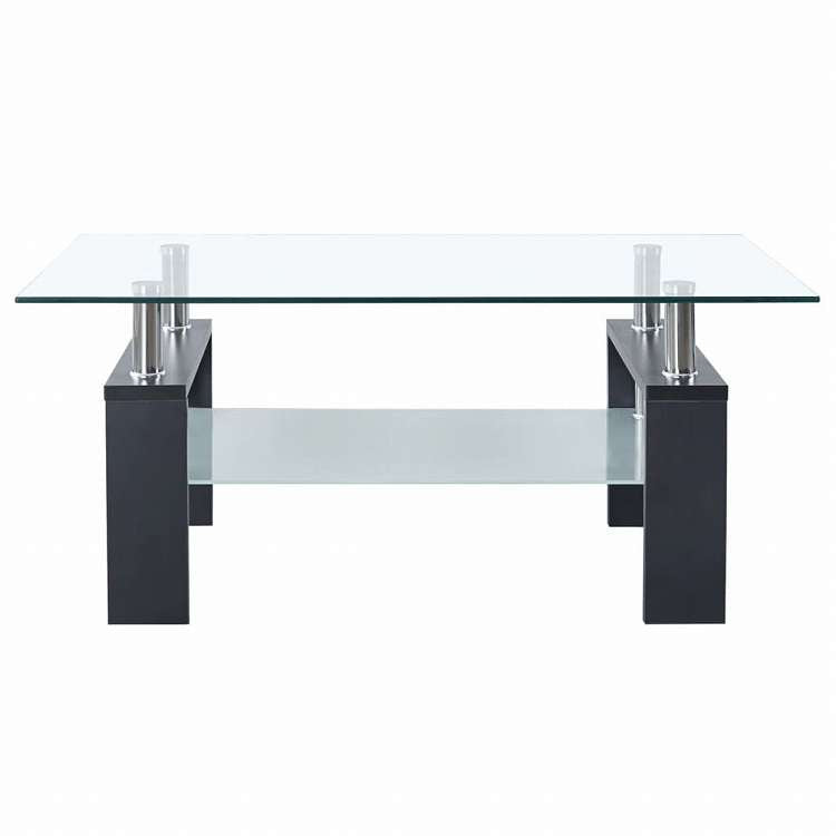 vidaXL コーヒーテーブル グレー&透明 95x55x40 cm 強化ガラス製家具 テーブル アクセントテーブル コーヒーテーブル(代引不可)