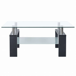 vidaXL コーヒーテーブル グレー&透明 95x55x40 cm 強化ガラス製家具 テーブル アクセントテーブル コーヒーテーブル(代引不可)