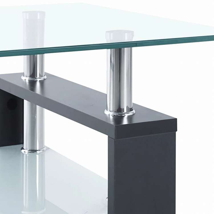 vidaXL コーヒーテーブル グレー&透明 95x55x40 cm 強化ガラス製家具 テーブル アクセントテーブル コーヒーテーブル(代引不可)
