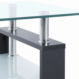 vidaXL コーヒーテーブル グレー&透明 95x55x40 cm 強化ガラス製家具 テーブル アクセントテーブル コーヒーテーブル(代引不可)