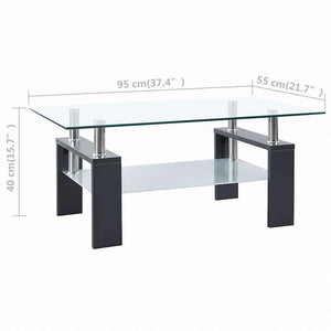 vidaXL コーヒーテーブル グレー&透明 95x55x40 cm 強化ガラス製家具 テーブル アクセントテーブル コーヒーテーブル(代引不可)
