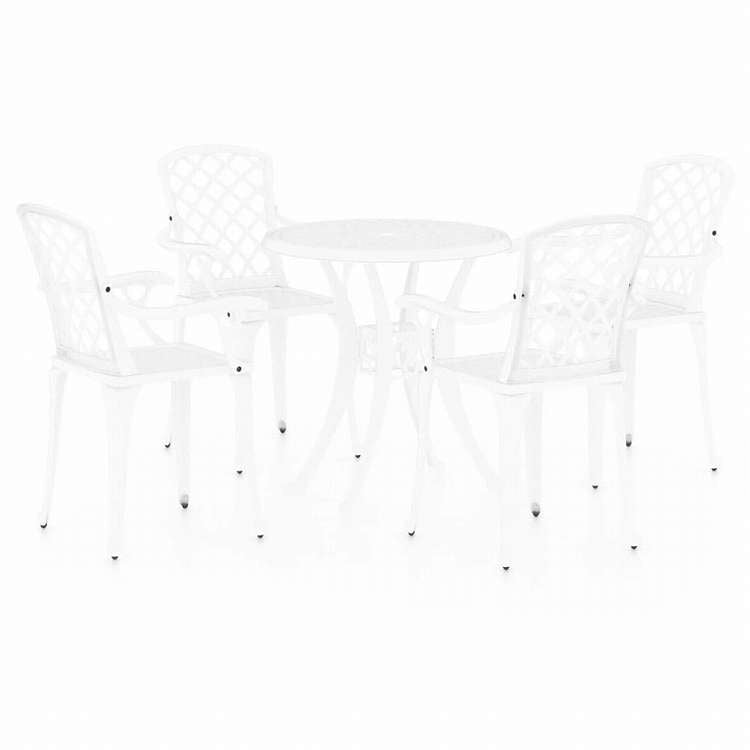 vidaXL ビストロ 5点セット アルミ鋳物 ホワイト家具 アウトドア家具 屋外家具セット(代引不可)