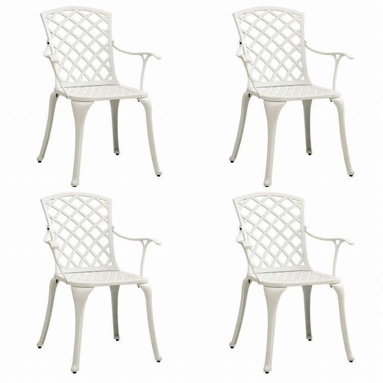 vidaXL ビストロ 5点セット アルミ鋳物 ホワイト家具 アウトドア家具 屋外家具セット(代引不可)