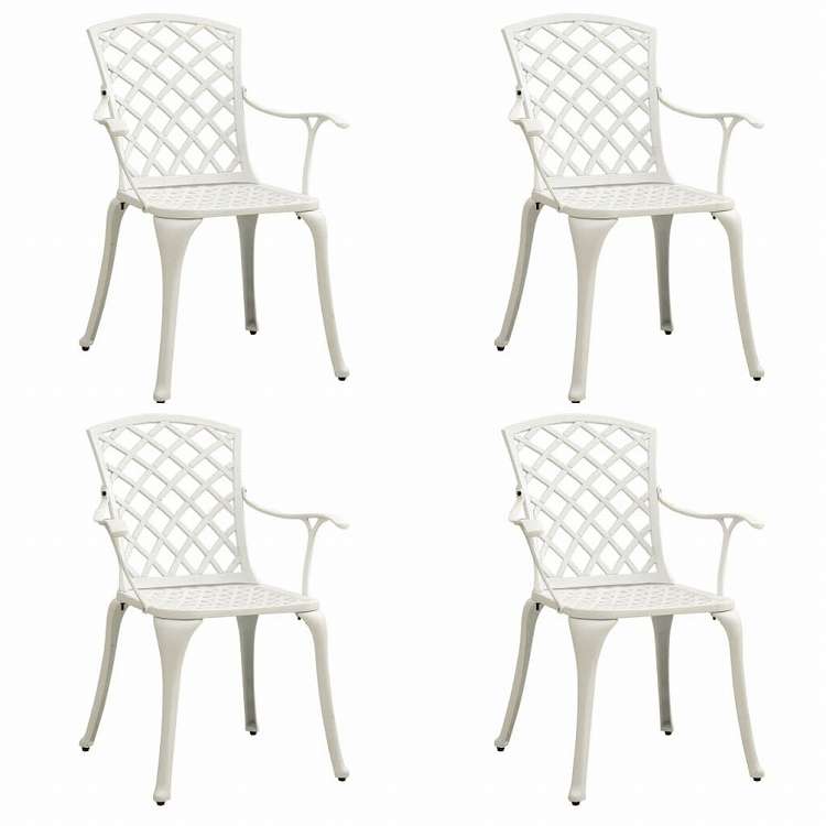 vidaXL ビストロ5点セット アルミ鋳造 ホワイト家具 アウトドア家具 屋外家具セット(代引不可)