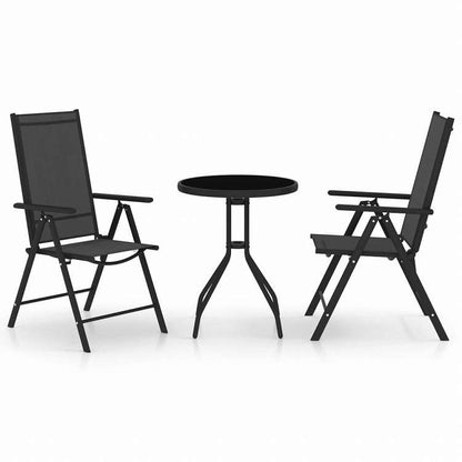 vidaXL ビストロ 3点セット アルミ製&合成繊維 ブラック家具 アウトドア家具 屋外家具セット(代引不可)