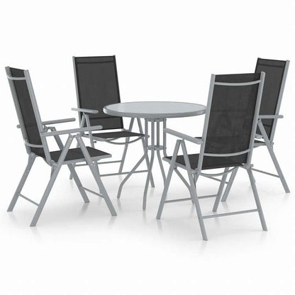 vidaXL ビストロ 5点セット アルミ製&合成繊維 シルバー家具 アウトドア家具 屋外家具セット(代引不可)