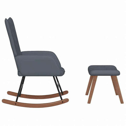 vidaXL 327755 vidaXL ロッキングチェア スツール付 ダークグレー ベルベット家具 チェア ロッキングチェア(代引不可)