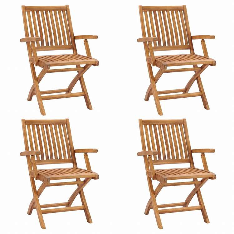 vidaXL 折りたたみガーデンチェア 4点 チーク無垢材家具 アウトドア家具 屋外椅子 アウトドアベンチチェア(代引不可)