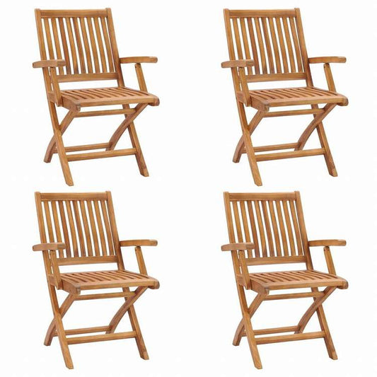vidaXL 折りたたみガーデンチェア 4点 チーク無垢材家具 アウトドア家具 屋外椅子 アウトドアベンチチェア(代引不可)