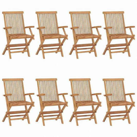 vidaXL 折りたたみガーデンチェア 8点 チーク無垢材 (41999+2x312277)家具 アウトドア家具 屋外椅子 アウトドアベンチチェア(代引不可)