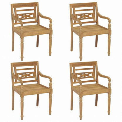 vidaXL バタビアチェア 4点 無垢チーク材家具 アウトドア家具 屋外椅子 アウトドアベンチチェア(代引不可)