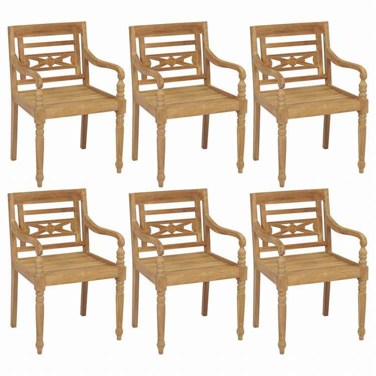 vidaXL バタビアチェア 6点 無垢チーク材家具 アウトドア家具 屋外椅子 アウトドアベンチチェア(代引不可)