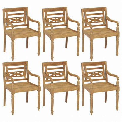 vidaXL バタビアチェア 6点 無垢チーク材家具 アウトドア家具 屋外椅子 アウトドアベンチチェア(代引不可)