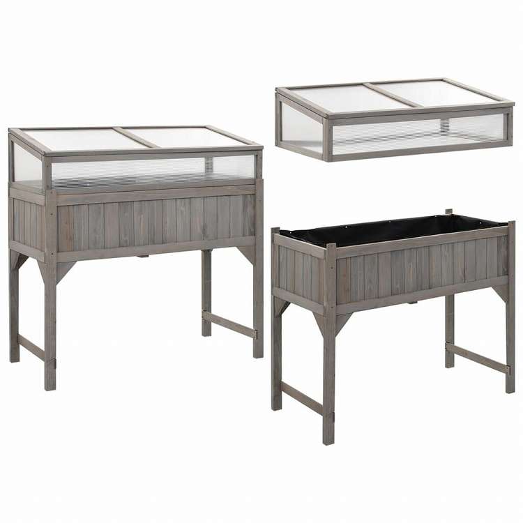 vidaXL 温室付きレイズドベッド 110x54x120 cm モミ無垢材ホーム&ガーデン 芝&ガーデン ガーデニング 鉢植え・プランター(代引不可)