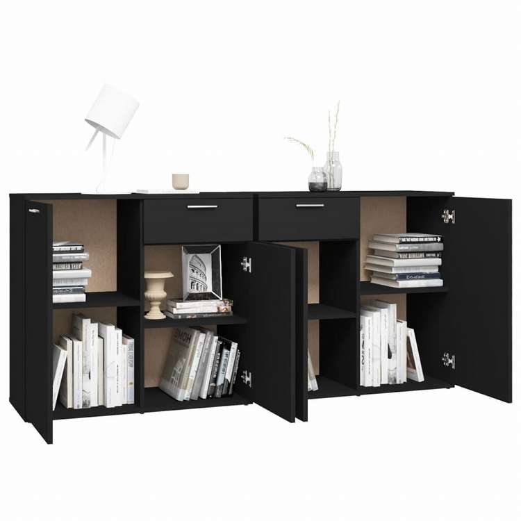 vidaXL サイドボード ブラック 160x36x75cm エンジニアリングウッド (2x805771)家具 キャビネット&収納 サイドボード(代引不可)