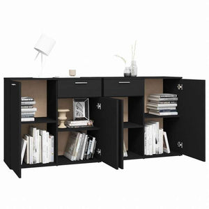 vidaXL サイドボード ブラック 160x36x75cm エンジニアリングウッド (2x805771)家具 キャビネット&収納 サイドボード(代引不可)