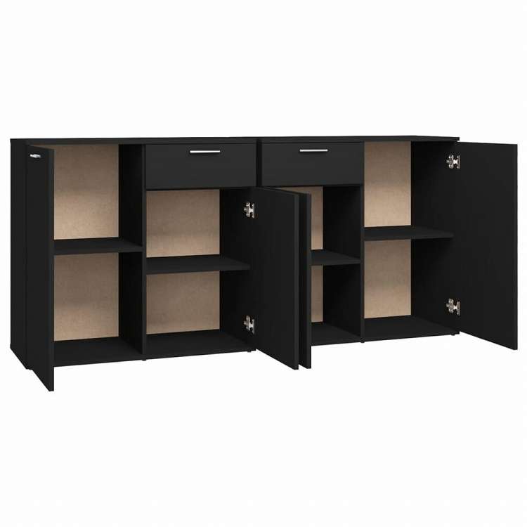 vidaXL サイドボード ブラック 160x36x75cm エンジニアリングウッド (2x805771)家具 キャビネット&収納 サイドボード(代引不可)