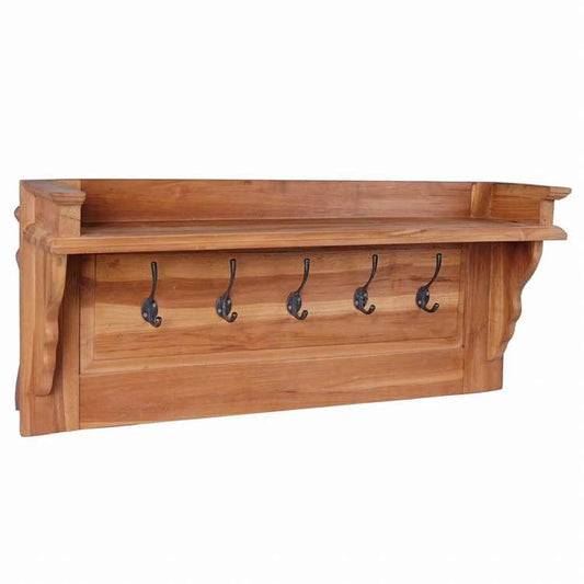 vidaXL 壁掛けコートラック 80x16.5x35 cm チーク無垢材ホーム&ガーデン デコレーション コート・帽子用ラック(代引不可)