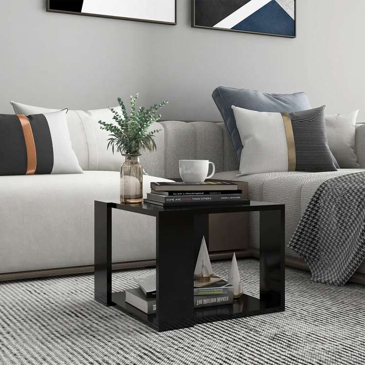 vidaXL コーヒーテーブル ブラック 40x40x30cm エンジニアリングウッド家具 テーブル アクセントテーブル コーヒーテーブル(代引不可)