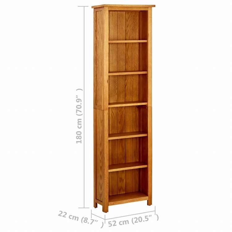 vidaXL 331742 vidaXL 6段 本棚 52x22x180 cm オーク無垢材家具 棚 本棚・オープンラック(代引不可)
