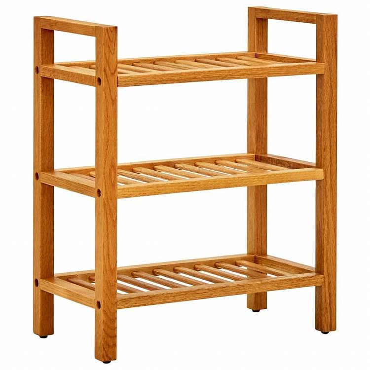 ゆあ✨お洒落✨木製シューズラック　引取り価格 vidaXL 331745 vidaXL シューズラック 3段 50x27x60 cm オーク無垢材