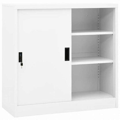 vidaXL オフィスキャビネット スライド式ドア付き ホワイト 90x40x90cm スチール家具 キャビネット&収納 収納キャビネット・ロッカー(代引不可)